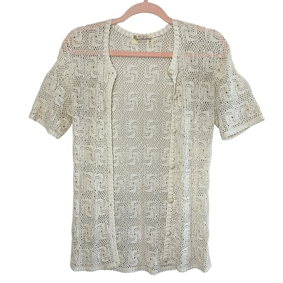 UNBRANDED Hand Knitted Crochet Short-Sleeve Cardigan - Picture 1 of 8